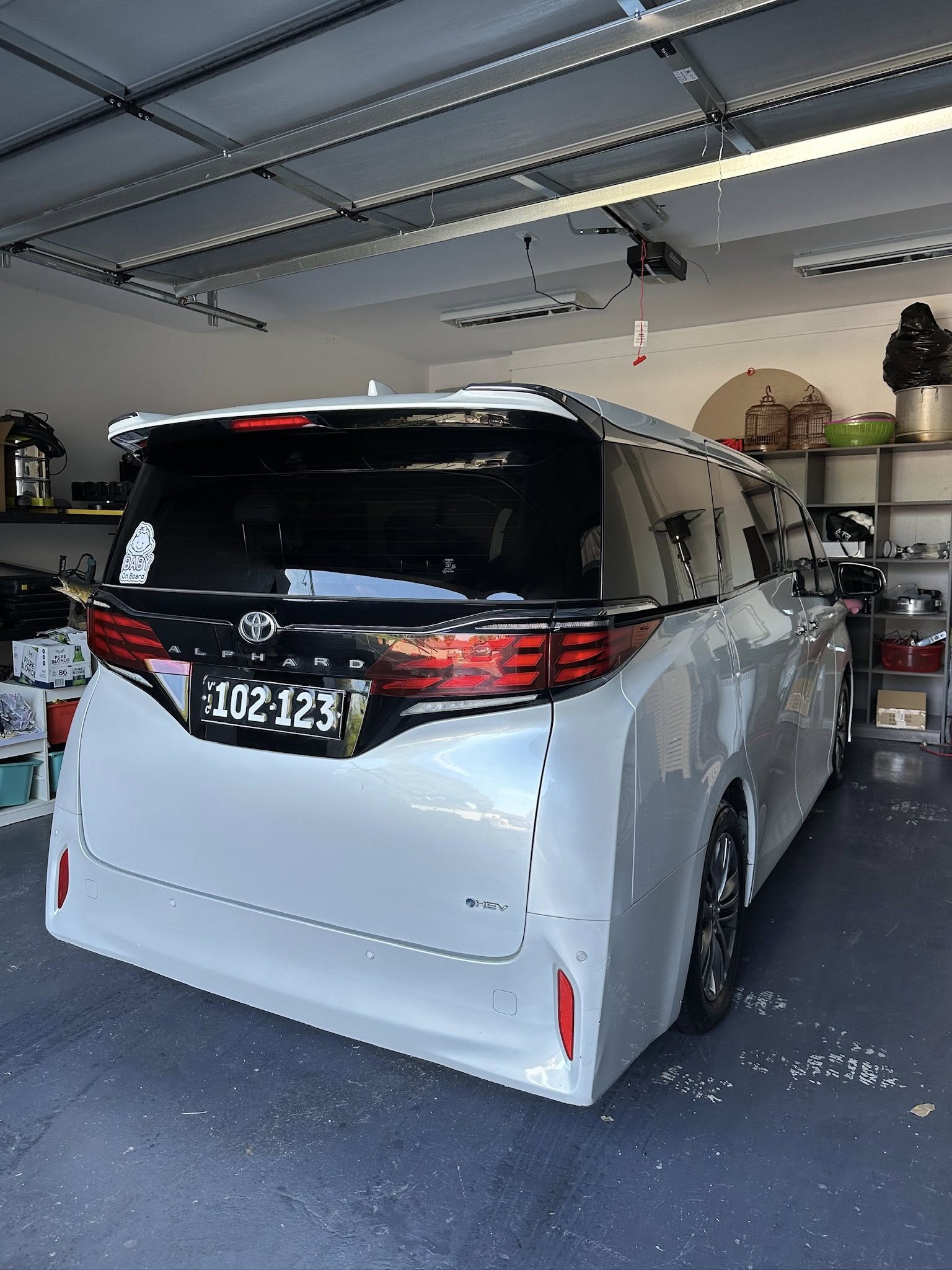 Toyota Alphard rear exterior inside garage