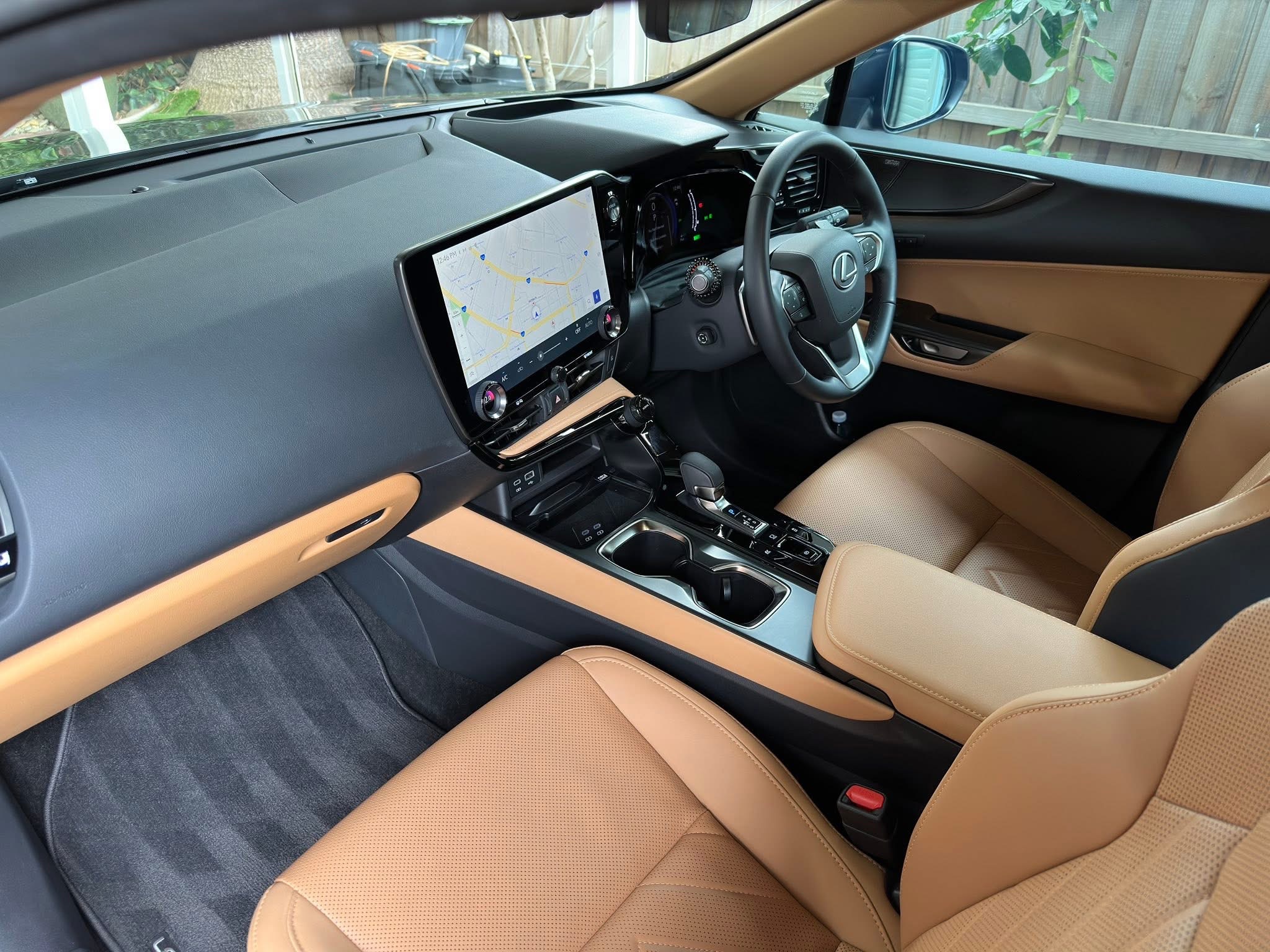 Lexus NX350h tan leather cockpit — Heritage Plate 914