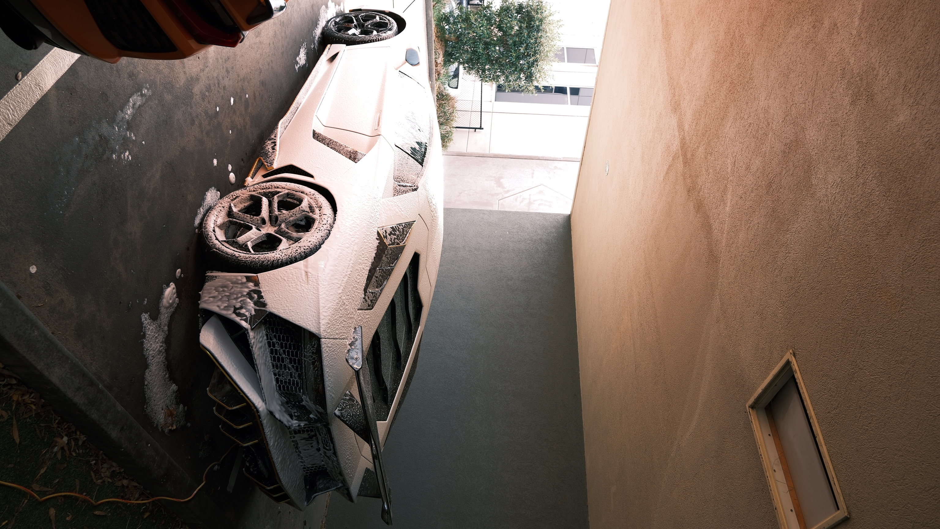Lamborghini Aventador rear foam pre-wash